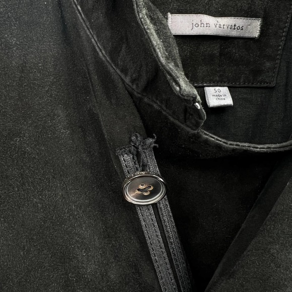 JOHN VARVATOS Jacket Mens Adult 50 Black Goat Suede Coat Button Up Slim Fit - Picture 8 of 16